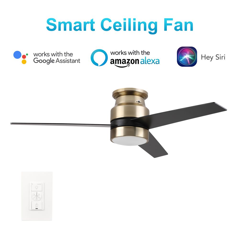 Carro USA VWGS-523B-L11-G2-1 Raiden52-inch Indoor Smart Ceiling Fan with LED Light Kit and Wall Control, Works with Alexa/Google Home/Siri